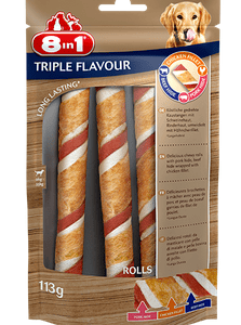 8in1 Triple Flavour Skręcane Pałeczki Dla Psów 113g